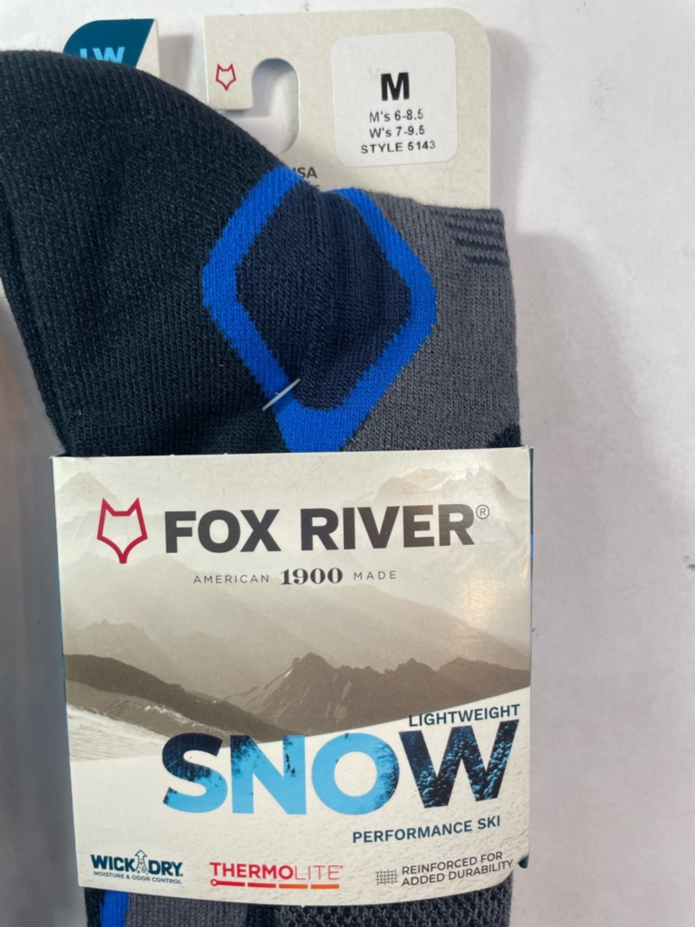 Fox River Socks 2-PACK Lightweight SNOW Thermolite Wick Dry Wool Sz Medium NWT - Picture 3 of 4